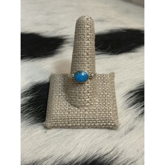 Native American Sterling Silver Blue Turquoise Concho Dome Stacker Ring 10 - Picture 6 of 8